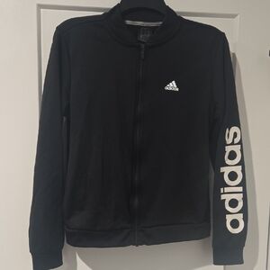 Womens Adidas Black Track Jacket with White Logo
